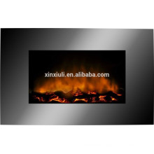 wall mounted fireplace with log fuel effect